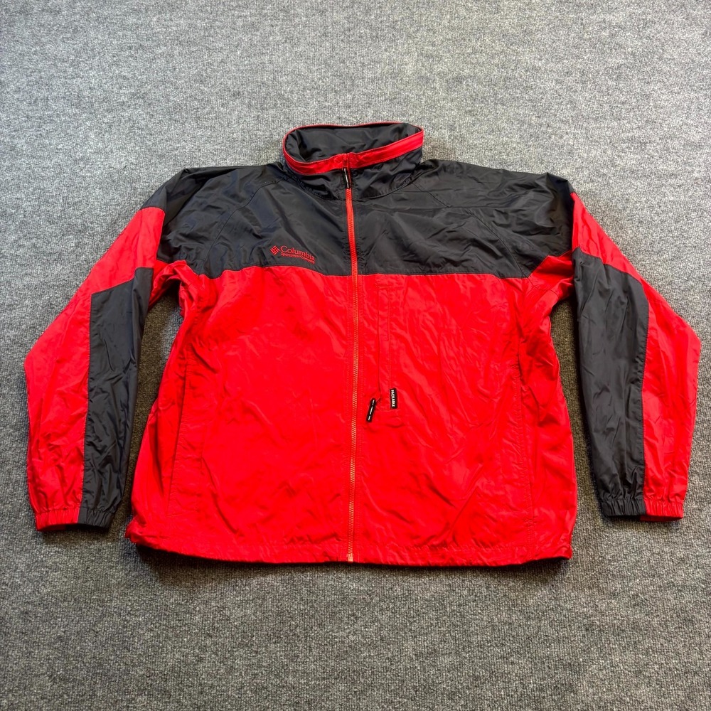 Columbia Sportswear Windbreaker Jacket Men XL Red Black Water Repellent Full Zip